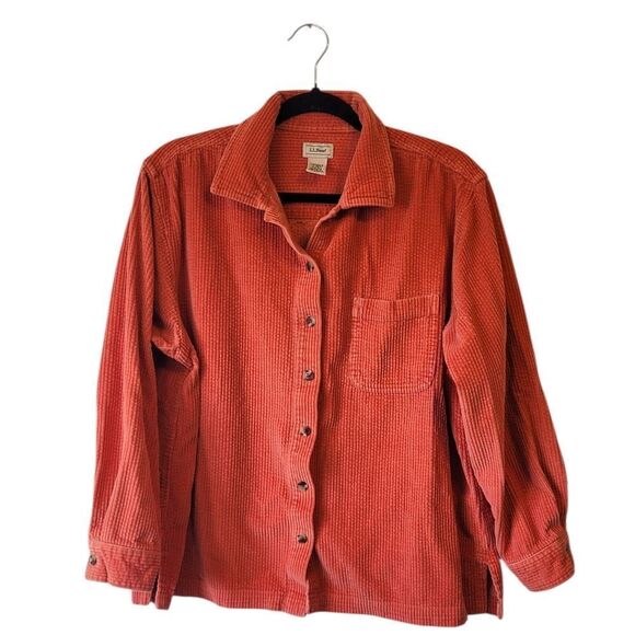 L.L. Bean Tops - L.L. Bean Vintage Rust Orange Corduroy Button Front Top Women's Size LP
